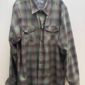 DIXXON Hunter Flannel Shirt with Blue and Brown Plaid